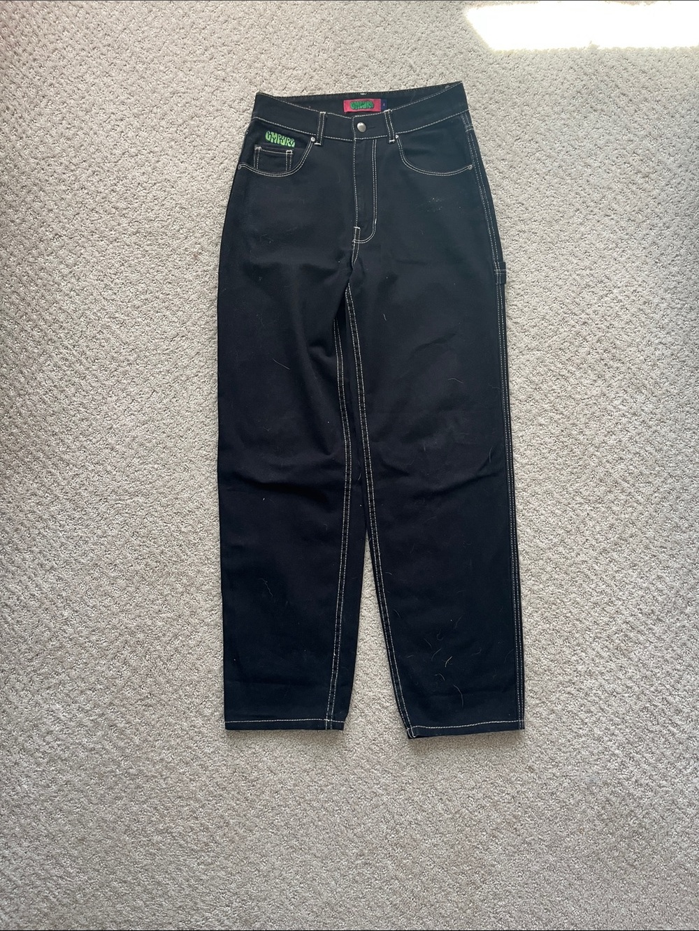 Black Woman’s EMPYRE Jeans with Contrast Stitching and Embroidery
